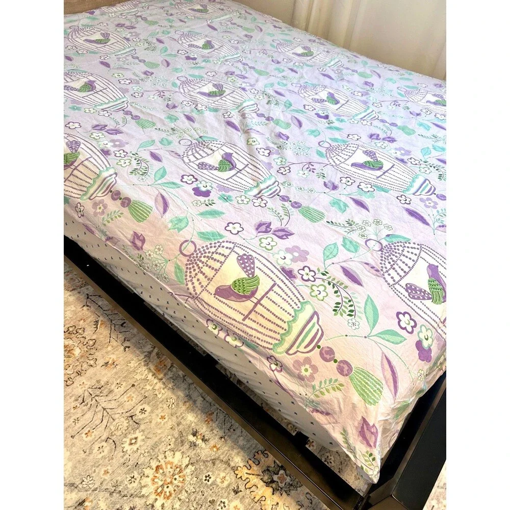 POTTERY BARN KIDS Bird Duvet Cover‎ Lavender Girls Birdcage Floral Twin Flora